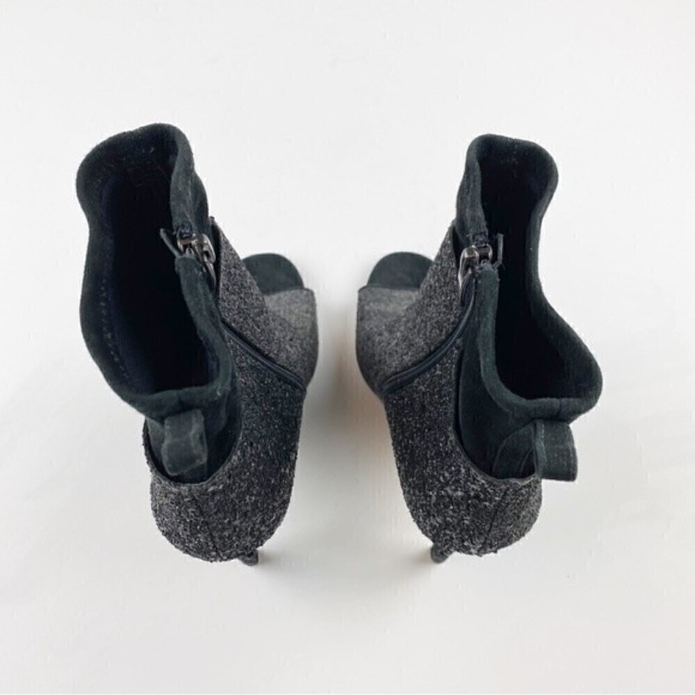 Via Spiga Tarni Black Glitter High Heel Peep Toe Booties Size 7.5 - Picture 5 of 13